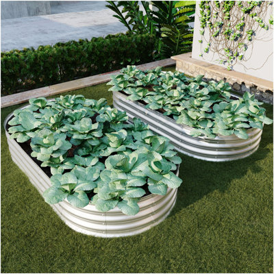 2Pcs 6X3x1ft Raised Garden Bed Kit, Galvanized Planter Raised Garden Beds For Outdoor For Vegetables,Flowers &Herbs, Heavy Duty, Rust-Resistant, Easy Assembly