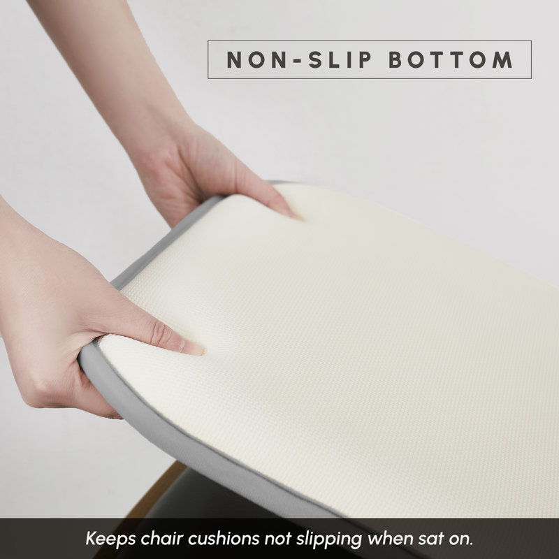 Elegant Comfort Chair Cushion Covers With Ties And Non Skid Rubber Backing-Thick Memory Foam - Soft Cushion Pad- Rounded Square Seat Cover-16 X 16 Inches- Honeycomb Textured Pattern, Set Of 2