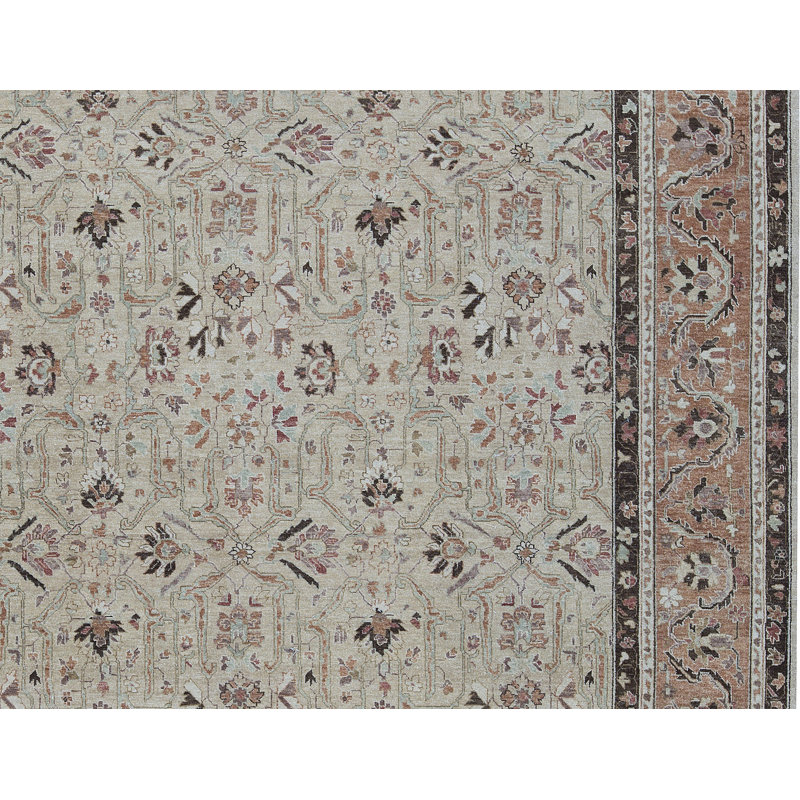 Tapis doré et rouille de haute qualité noué à la main