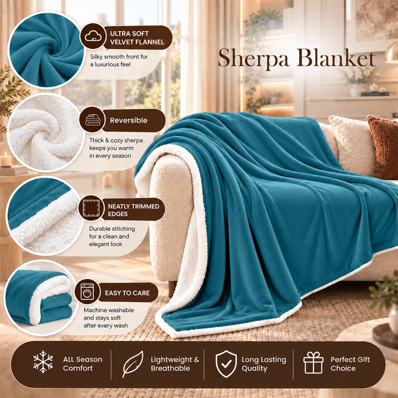 Imperial Homeware London Standard Blanket, Double, Teal