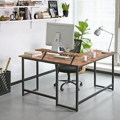 Evelin L-Shaped Steel Writing Desk