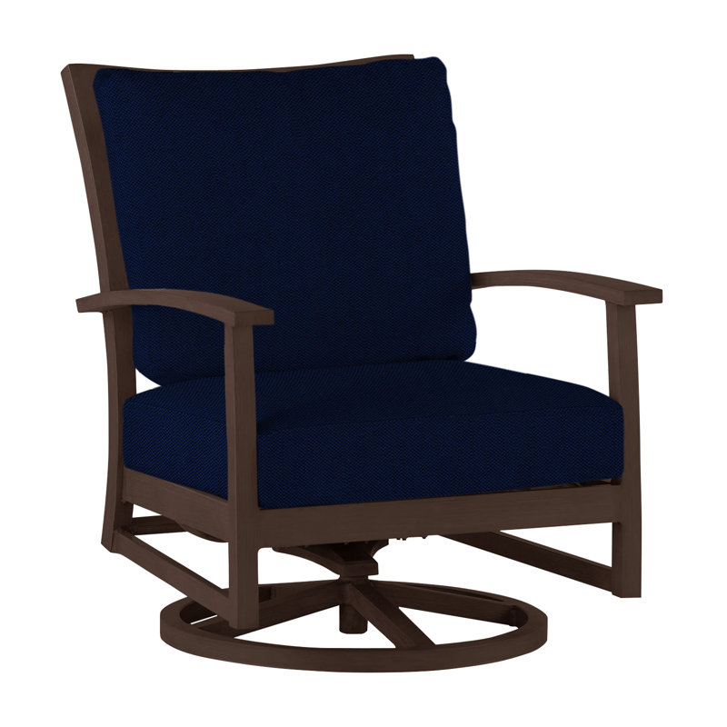 Charleston Patio Lounge Chair with Cushions, Linen Indigo, No Welt, Oak