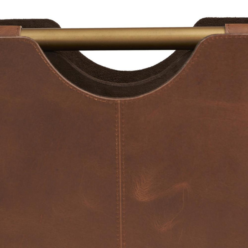 Porte-revues décoratif en cuir brun avec intérieur divisé Lytham, 16 po x 10 po x 12 po, Brun