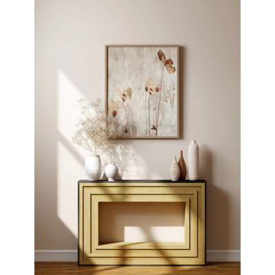 Console Modern Contrast moderne avec structure en bois stratifié et plateau noir