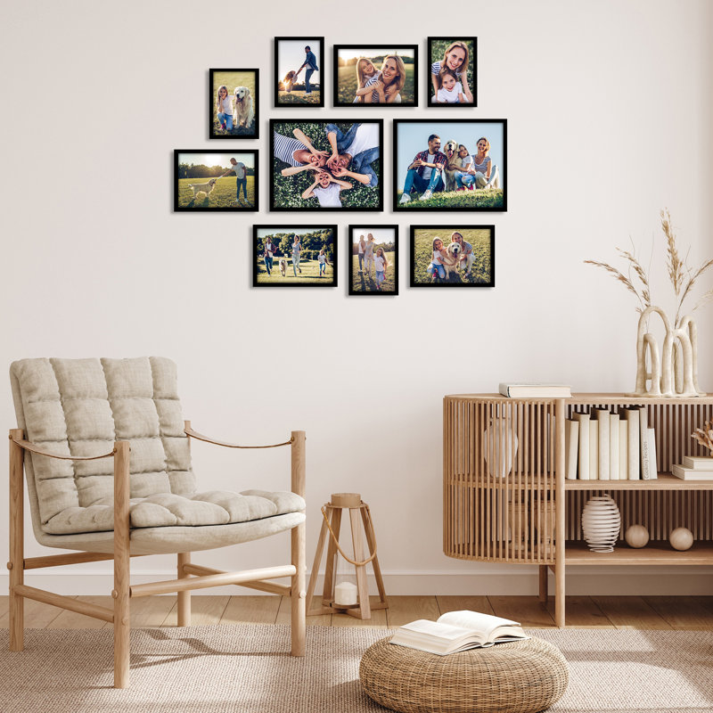 Picture Frame Set of 10 - Gallery Wall Frame Set with Two 8x10, Four 5x7, and Four 4x6 Frames, Black