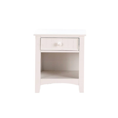 White Finish Bedroom Nightstand With Drawer And Shelf Essentiality 1 For