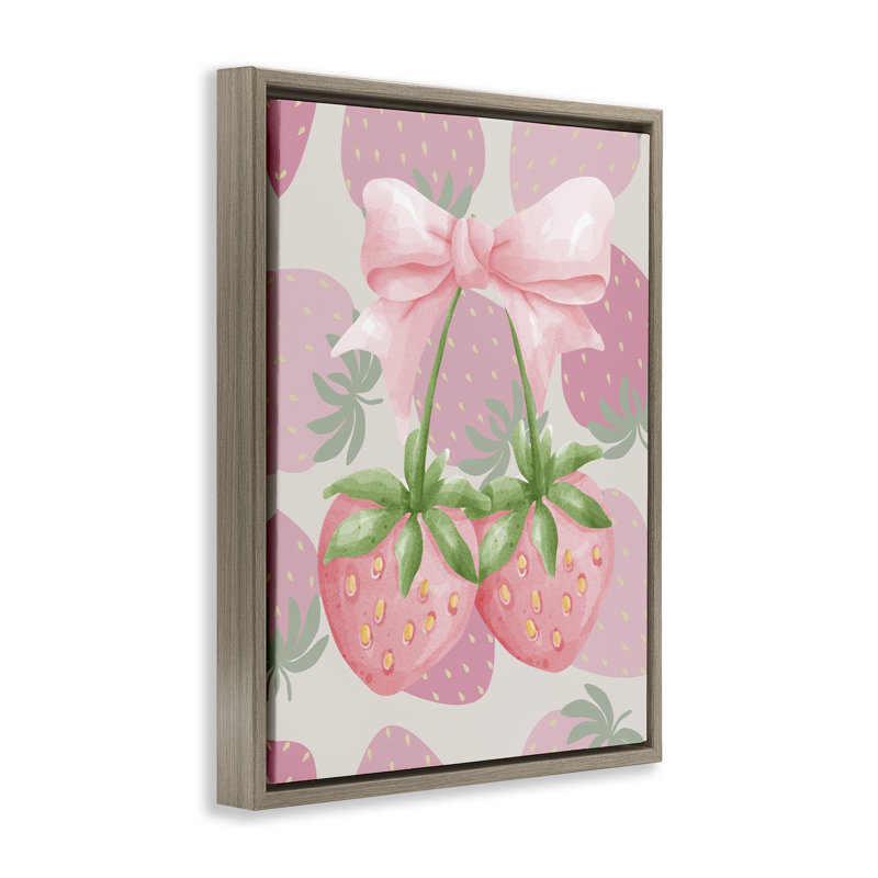 Cadre flottant Strawberry Shortcake Ribbon, design par Jesse Keith, Cadre flottant orme Montalcino, H 21 po x l 17 po