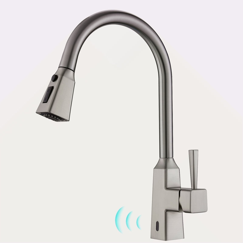 Robinet de cuisine sans contact, robinet de cuisine intelligent automatique mains libres, Nickel brossé