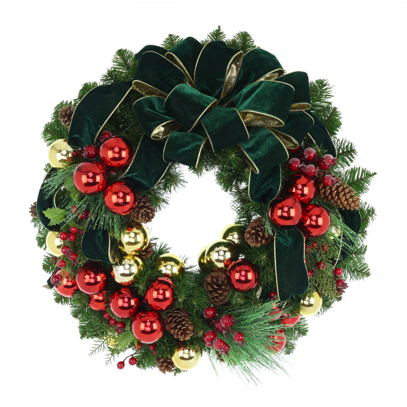 26'' Holiday Wreath with Ornaments, Berries and Pinecones