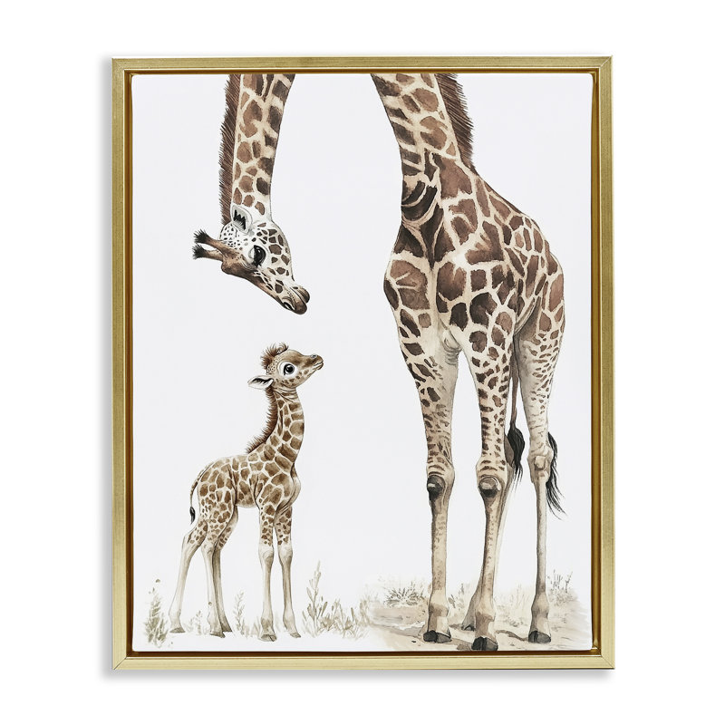 Cadre flottant pour veau Baby Giraffe, design par Ramona Murdock, H 21 po x l 17 po, Cadre flottant métallique doré