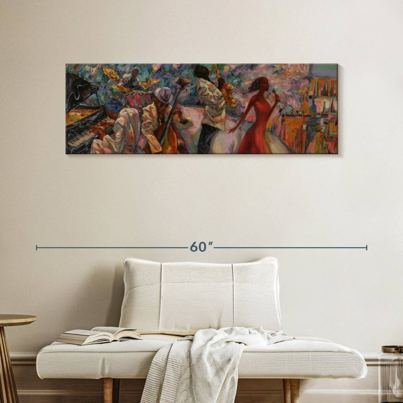 Jazz Lounge sur toile, H 16 po x l 48 po x P 1,25 po