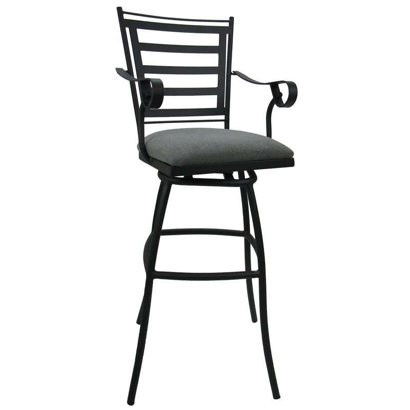 Tabouret pivotant Victorianna, Tabouret de bar (siège d'une hauteur de 26 po), Sergé gris anthracite