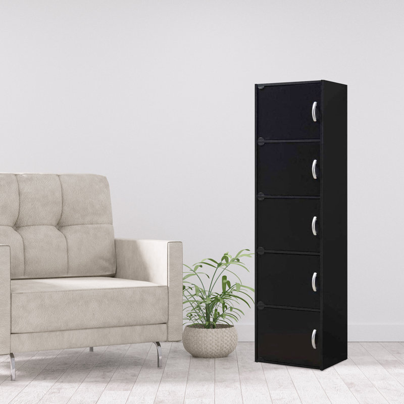 SEJCMYX Modern Black 5-Shelf Multipurpose Storage Cabinet