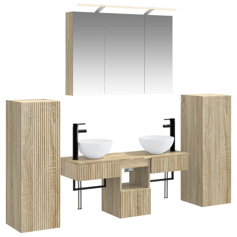 Vanity & Mirror Set, Sonoma Oak