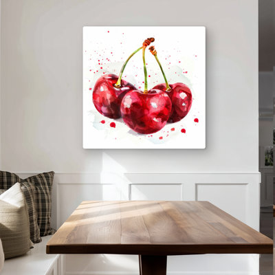 The Cherries - Pink Metal Print for Beautiful Home Decor