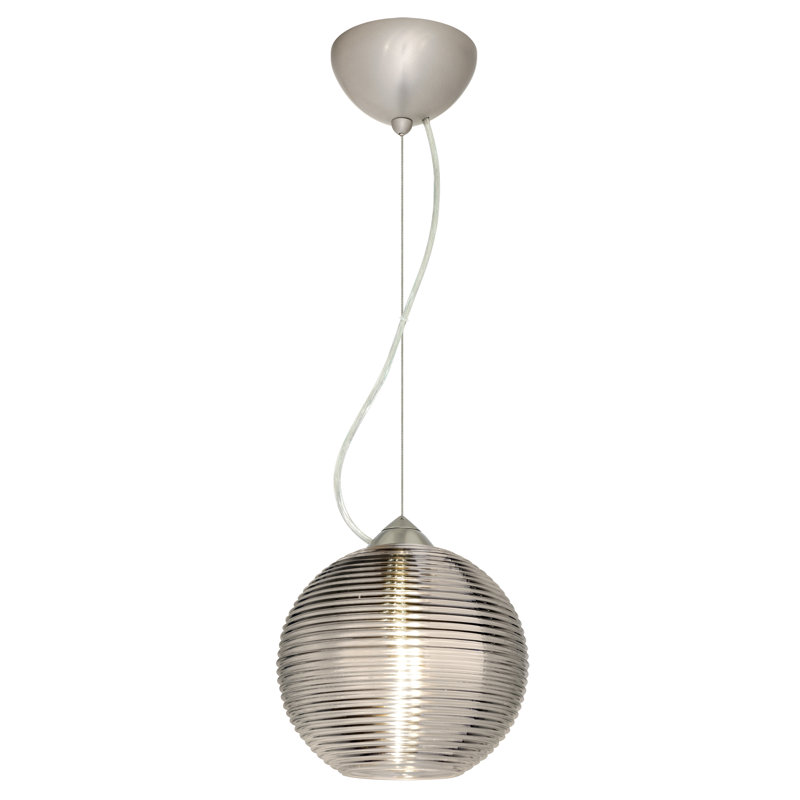 Luminaire sphère suspendu 1 lumières simple Kristall, Nickel satiné, Fumée