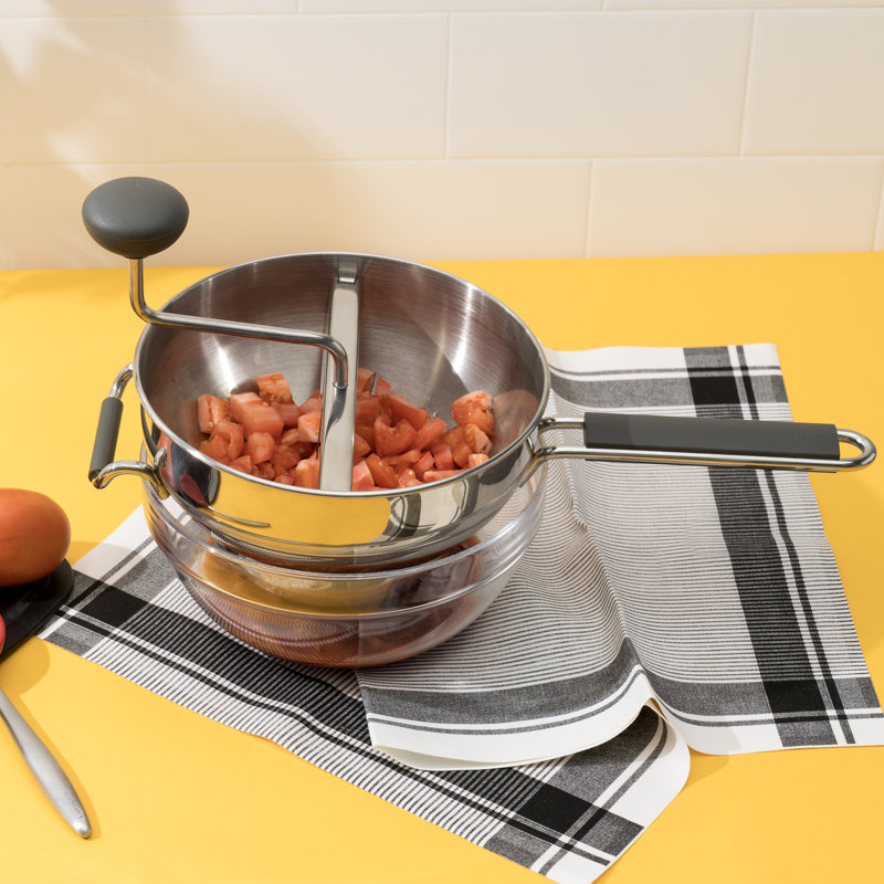 Cuisipro Deluxe Food Mill, Stainless Steel, 3 Straining Disks Included, Non-Slip Handle