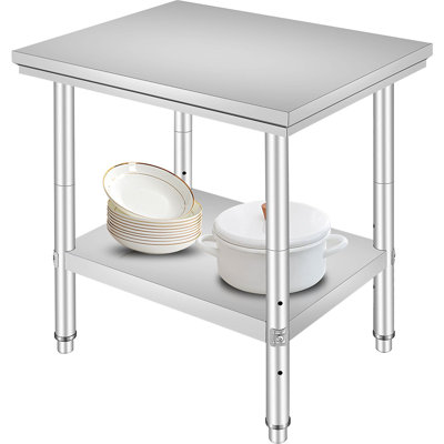 SUS201 Stainless Steel Prep Table 24 x 30 x 31 Inch 1 Piece Silver 700 lbs Load Capacity