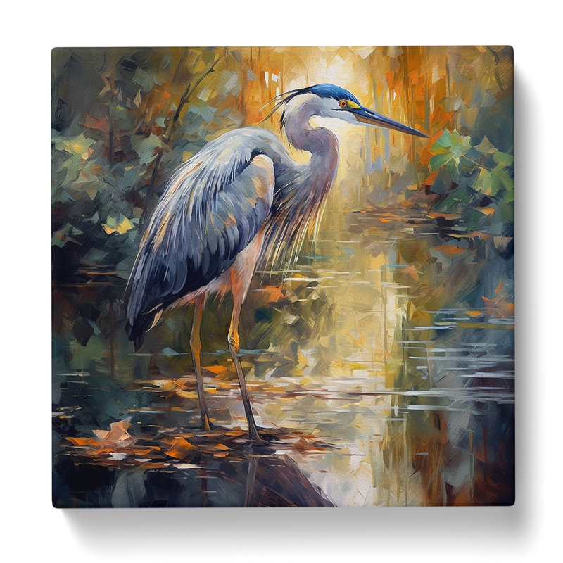 Heron Post-Impressionism No.1 - Wrapped Canvas, 35cm H x 35cm W x 3cm D