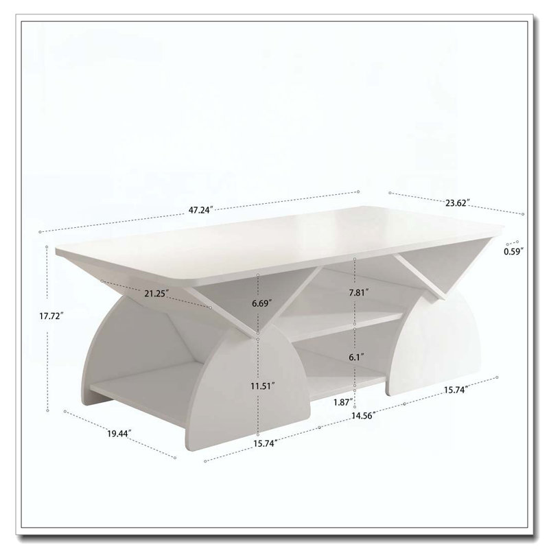 Table basse rectangulaire pour le salon, Blanc