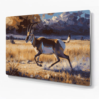 Wildlife Pronghorn Purple Metal Wall Art