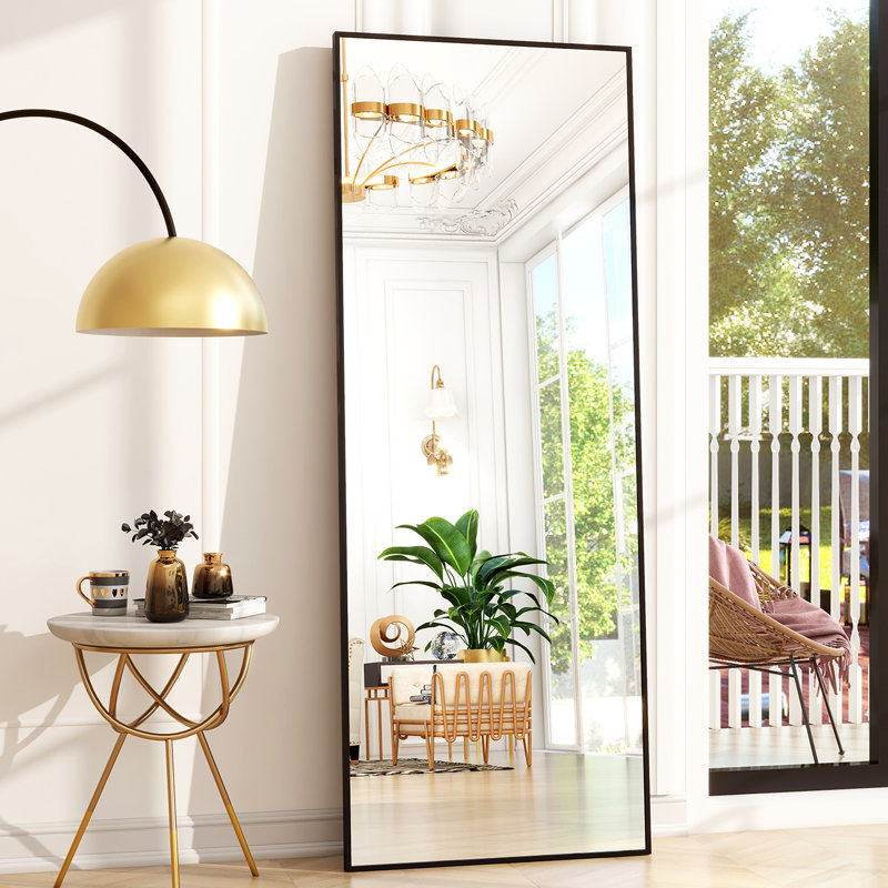 Aluminium Flat Mirror, Black,  162.6cm H x  53.3cm W