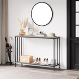 Sofa Tables Narrow Entryway Table With Glass Shelf And Metal Frame