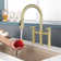 KPAIDA Bridge Kitchen Faucet with Pull Down Sprayer, 3 Hole 8 Inch Kitchen Sink Faucet