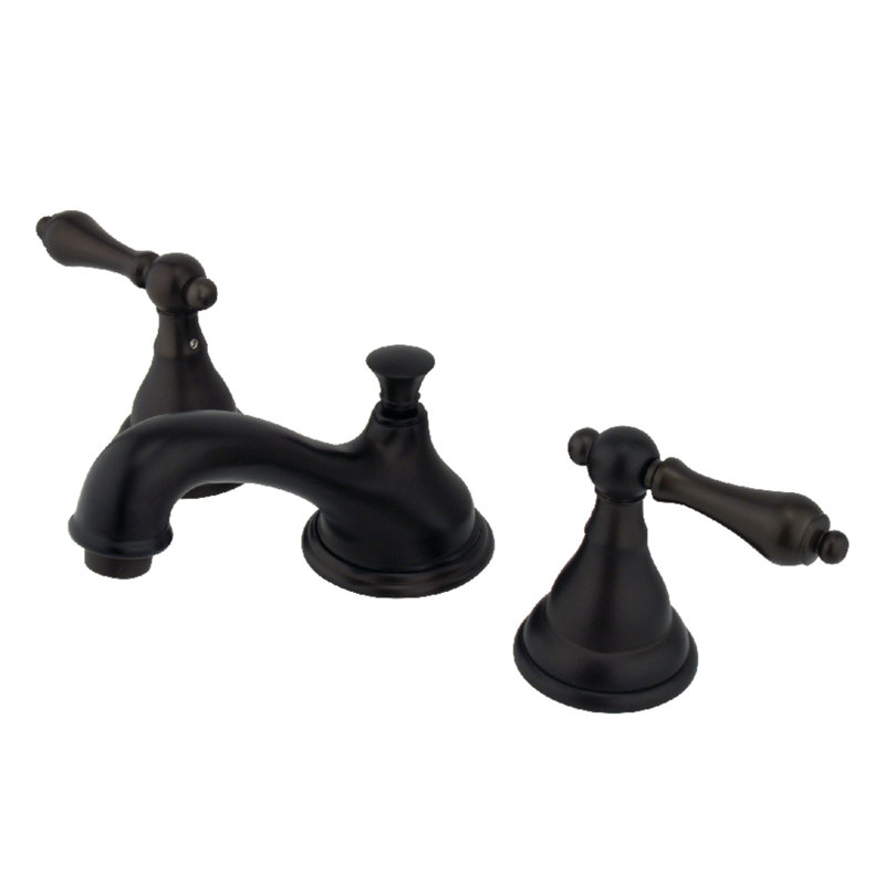Kingston Brass Two-Handle 3-Hole Deck Mount Widespread Bathroom Faucet with Brass Pop-Up Drain, Oil Rubbed Bronze