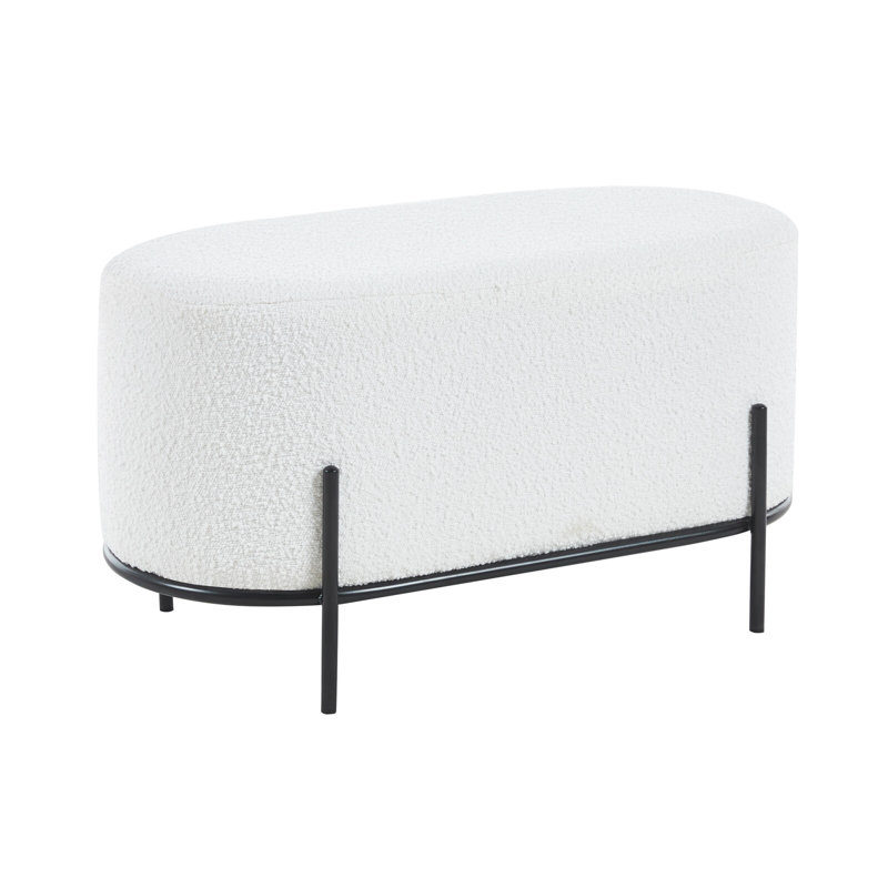 Ajmail 80cm Wide Oval Footstool Ottoman, White