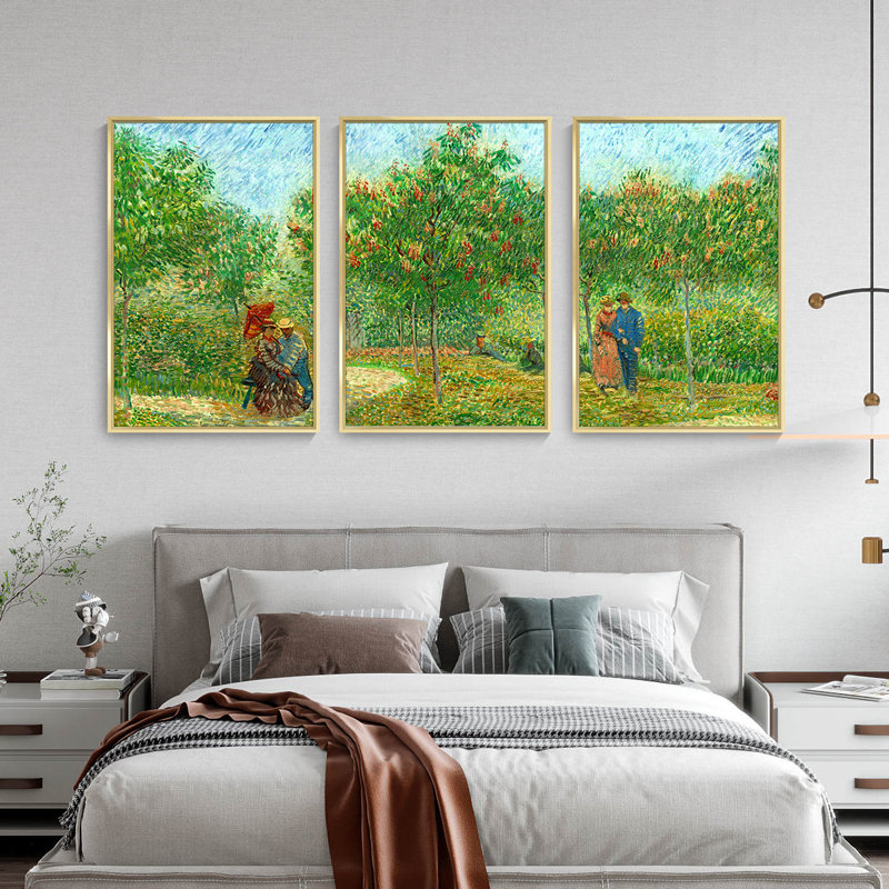 Art mural encadré en aluminium Van Gogh, Doré, H 16,3 po x l 36,3 po x P 1,65 po