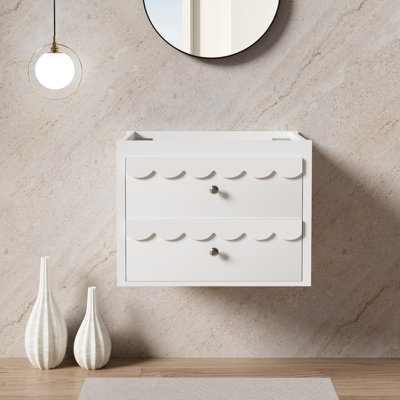 Base de meuble-lavabo mural 24 po seulement, lavabo non inclus, rebord ondulé décoratif