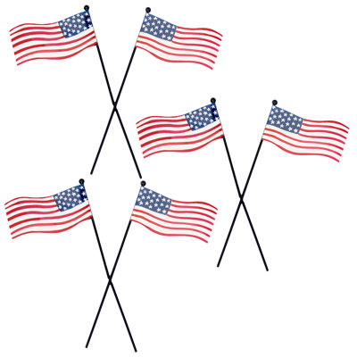 Drapeau américain croisé en fer 12 po, pour porte ou pot à fleurs