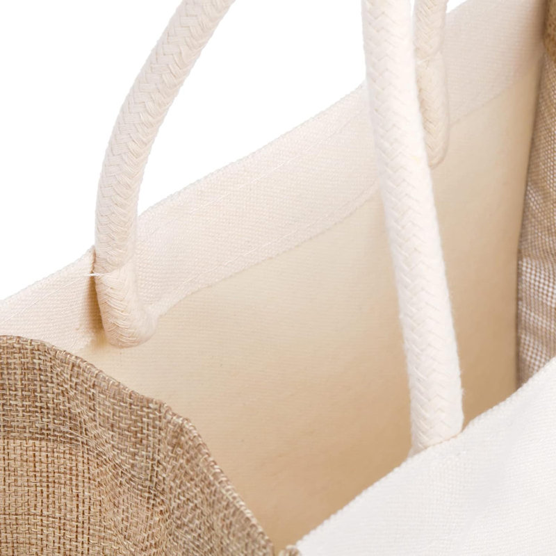 6 Pack Burlap Tote Bags, Reusable Jute Gift Tote With Handles, Small Beach Bags, Canvas Grocery Shopping Tote For Bridesmaid, DIY, Shopping, Pool, Wedding Bag
