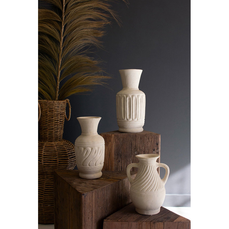 Ensemble de vases en papier mâchés fabriqués à la main - collection de 14 po de hauteur, ensemble de 3