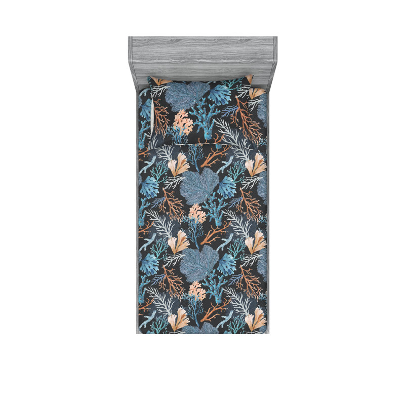 Drap-housse et taie décorative Ambesonne, Ensemble de draps pour lit simple avec 1 taie d'or