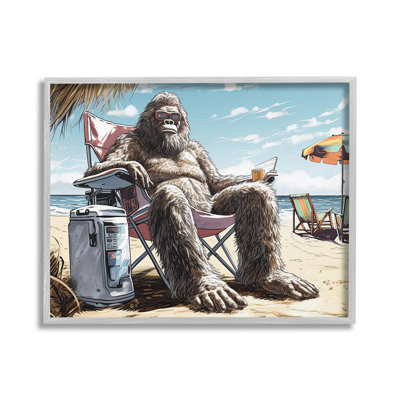 «Hairy Monster on Beach», art de la giclée encadrée par Jim Baldwin