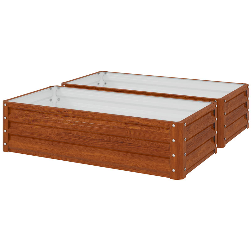 Galvanized Raised Garden Bed, 4' X 2' X 1' Metal Planter Box, For Growing Vegetables, Flowers, Herbs, Succulents, Brown