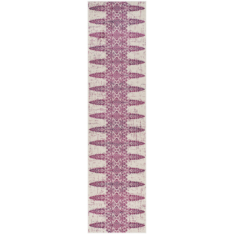 Annette Floral Ivory/Fuchsia Area Rug, Runner 2' x 8'