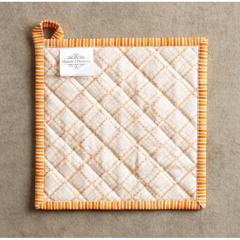 Maison d'Hermine Pumpkin Garden - Ensemble de maniques 100 % coton couleur crème nuageuse - 20 x 20 cm