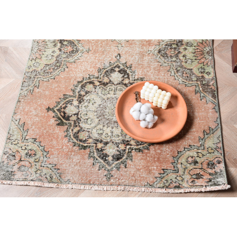 Tapis de couloir anatolien turc orange fait à la main en laine idéal pour les escaliers et un cadeau parfait pour lui