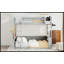 Grand lit superposé en bois avec tablettes intégrées, rangement, lumière DEL et station de charge USB, gris