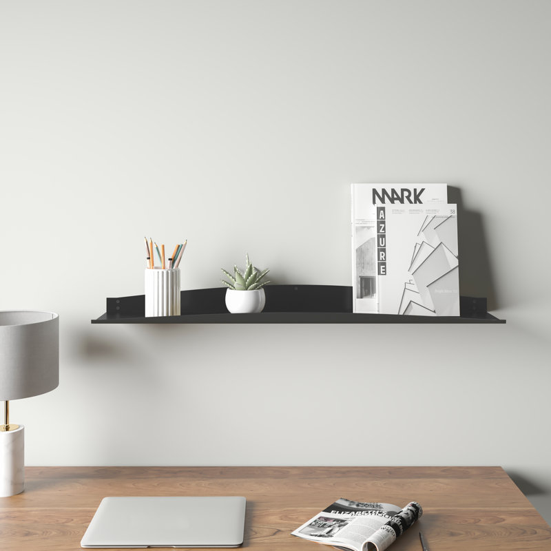 Ronella Metal Floating Shelf, Black, 6.25" H x 91.5" W x 15.25" D