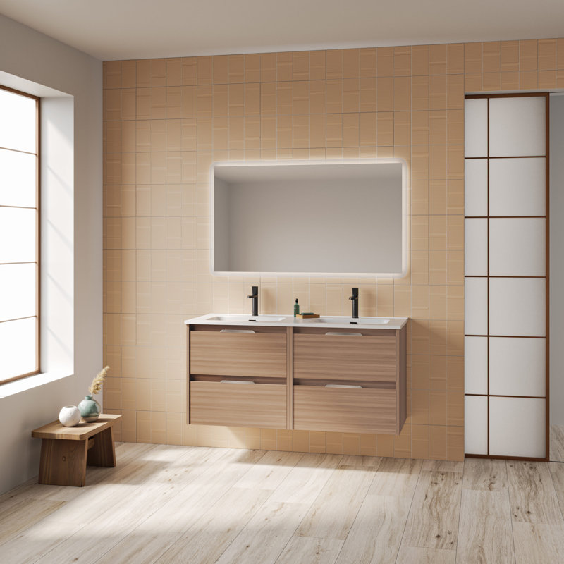 Jaymar Vanity & Mirror Set, Medium Wood
