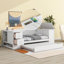 Lit de jour simple avec accoudoirs de rangement, lit gigogne et station de charge, blanc