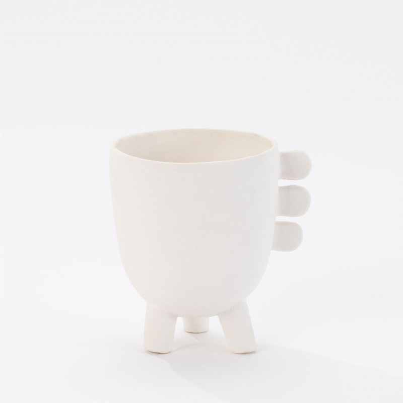 Cache-pot en porcelaine 3 pieds Primitive, Blanc