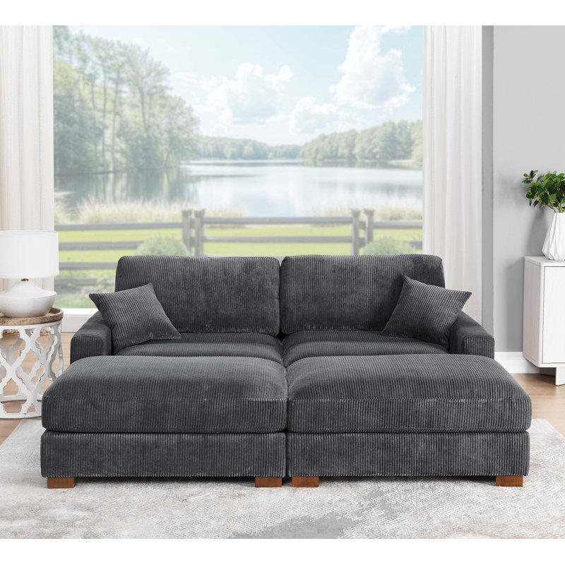 4-Pieces Modular Sofa Bed, Gray