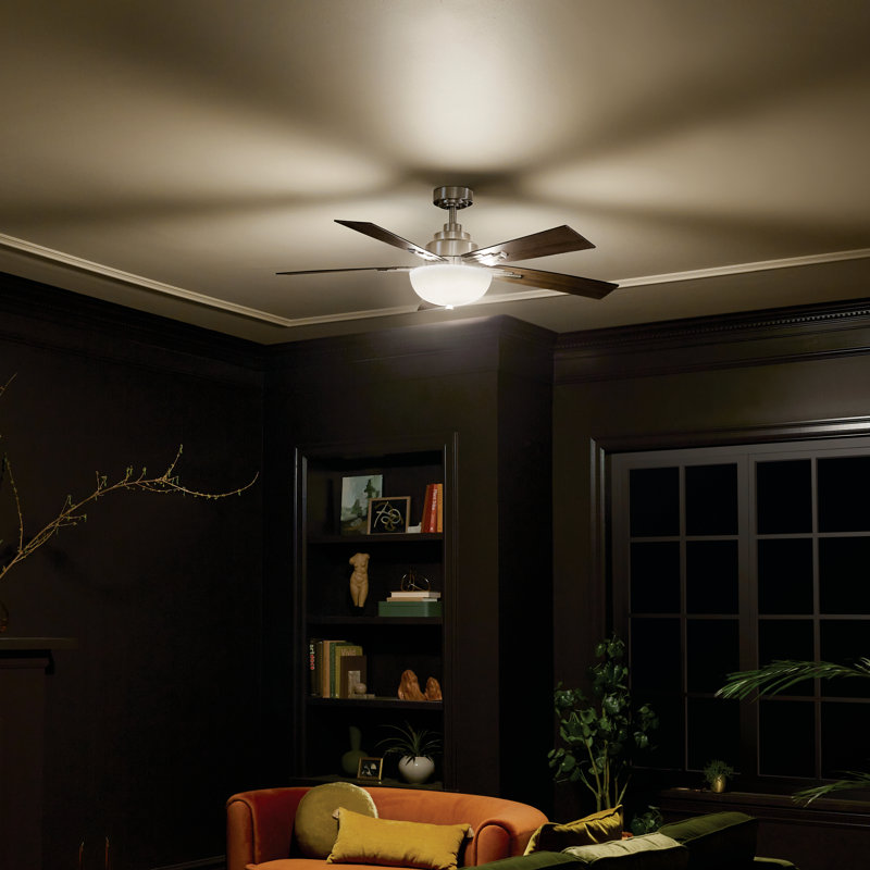 52'' Ceiling Fan with LED Lights, Brushed Stainless Steel