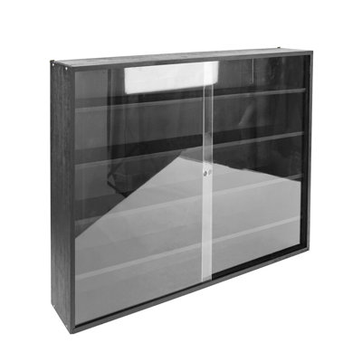 Wooden Display Cabinet for Dolls Garage Kit Black Storeage Box Book Shelf 