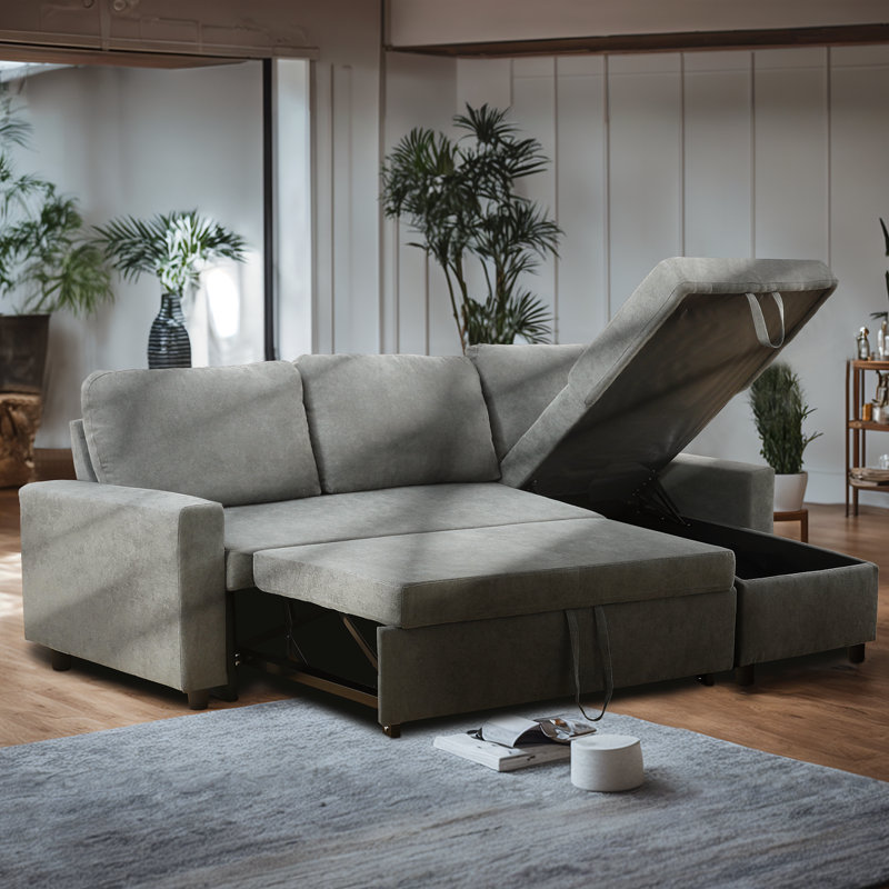 Maitilde Upholstered 83'' Sleeper Sofa, Charcoal Chenille